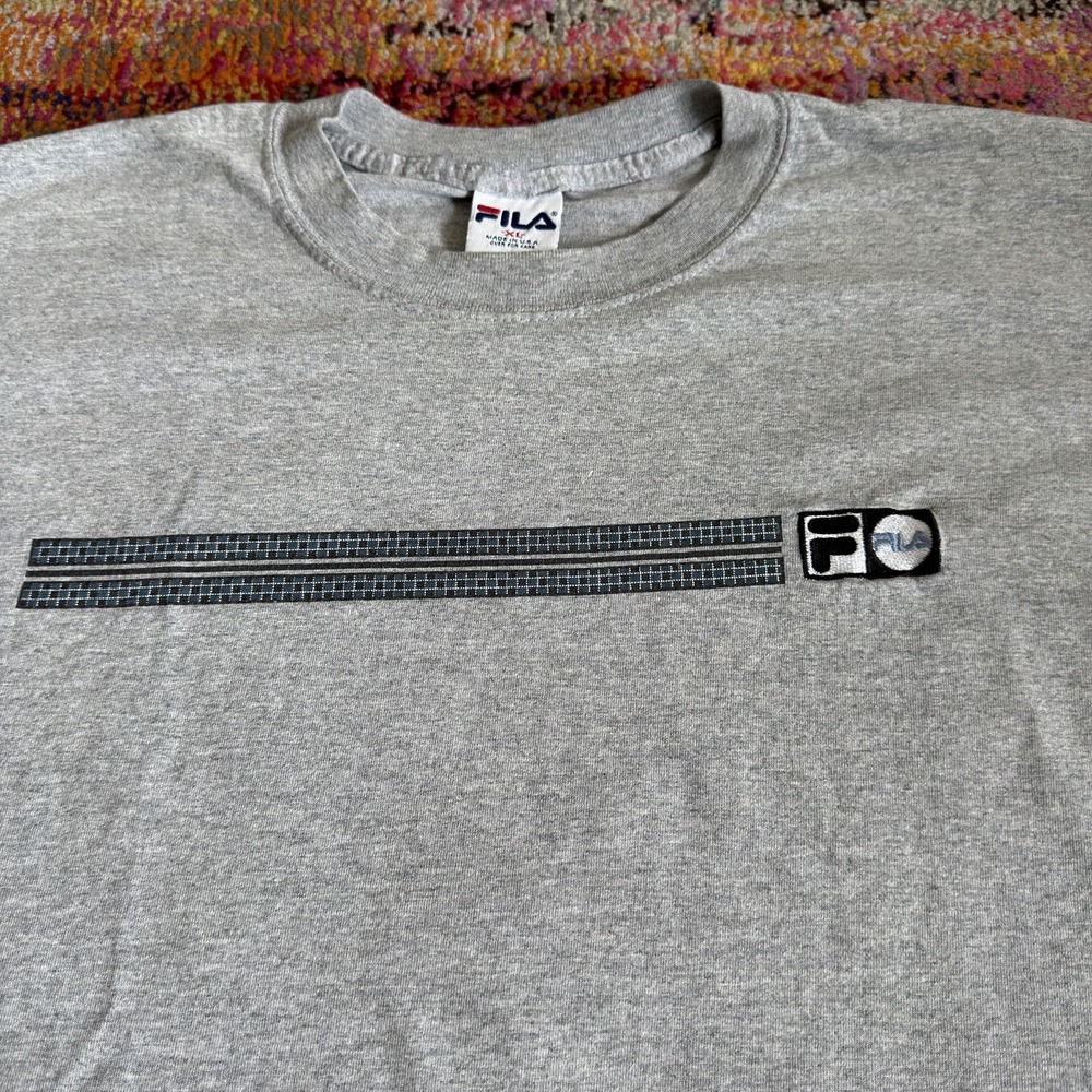 Vintage 90s Fila Made in USA Graphic T-Shirt XL - Grey Sportswear Streetwear - Picture 2 of 8
